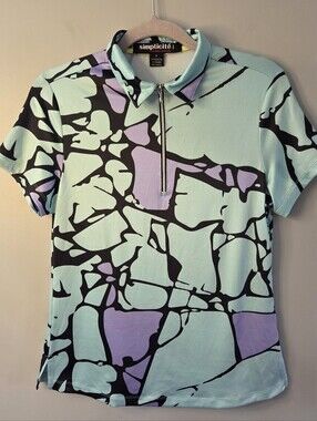 Jamie Sadock Simplicite Golf Top Womens  Collared 1/4 Zip Shirt Sleeve Sz Small